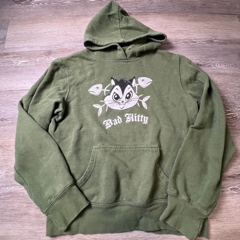 Looney Tunes Bad Kitty Hoodie Unisex Large Green Graphic Pullover Streetwear
